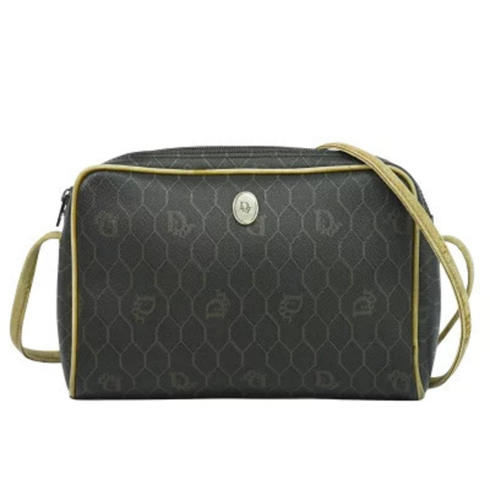 Christian Dior Honeycomb Shoulder Bag Leather Black